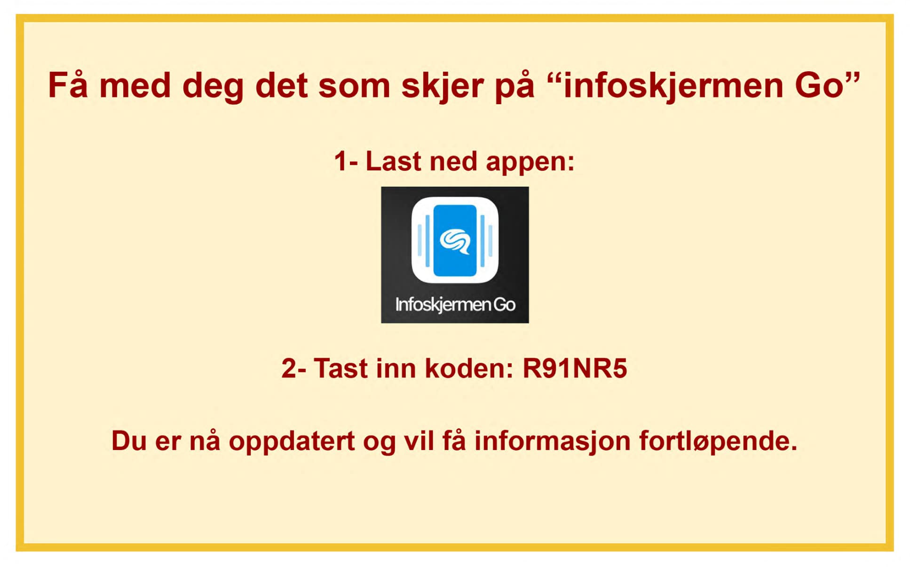 Få meldinger på appen Infoskjermen GO